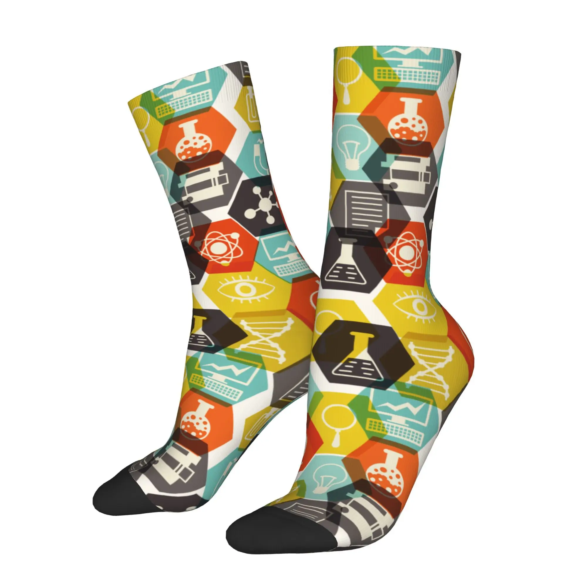 1pc Science Pattern  Printed Men's Socks Novelty Hip Hop Harajuku Pattern Crew Sock Casual Gift