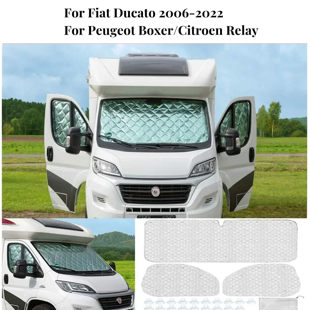 For Fiat Ducato Peugeot Boxer Citroen Sunshades Internal Thermal Blinds 7 Layer Cover Windscreen Relay Auto Exterior Accessories