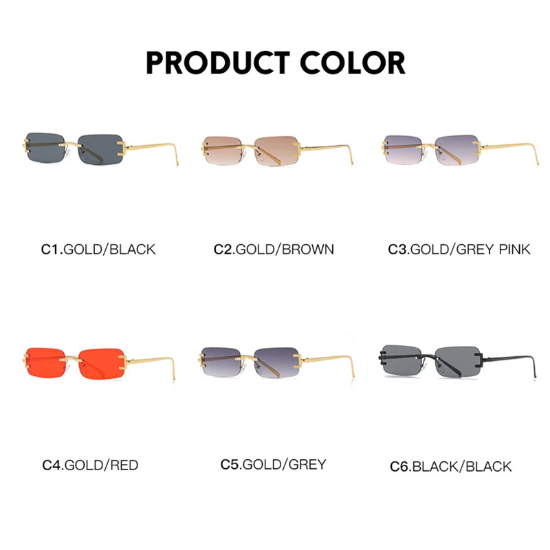 Rimless Cutting Square Sunglasses Women Men Luxury Brand Design Sun Glasses For Female Trend Fashion Vintage Metal Shades UV400 image 5