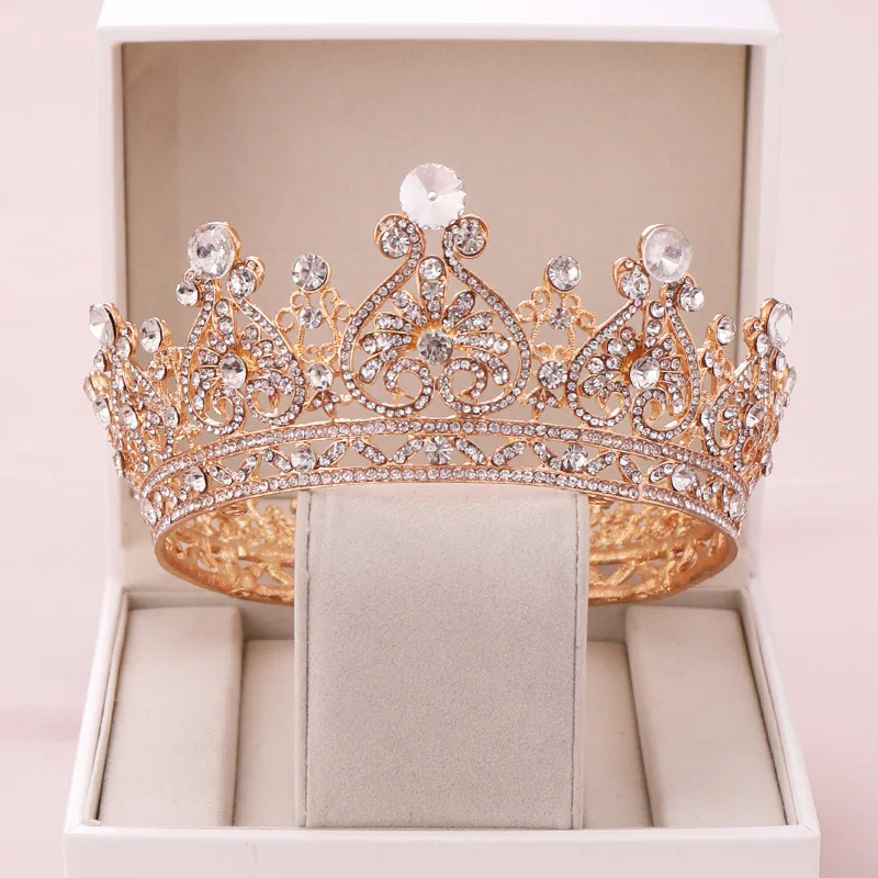 

Trendy Wedding Crown Baroque Rhinestone Crystal Crown Headband Gold Crown Wedding Hair Accessories Bridal Crown Hair Accessories