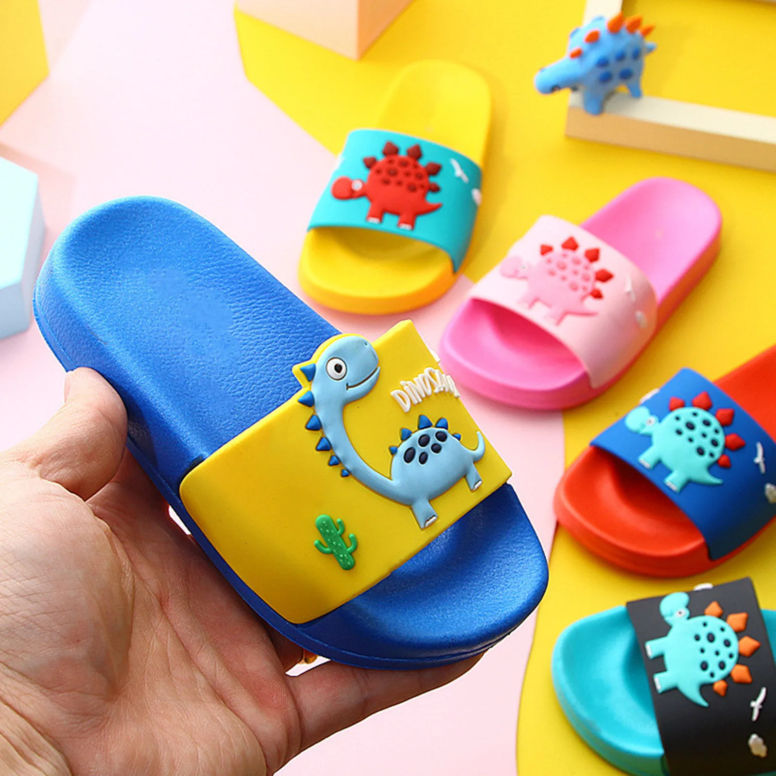 Picture 5: Toddler Little Kids Dinosaur Beach/Pool/Shower Slides/Anti-Skid Home Bath Slippers/Cute Summer Outdoor Shoes for Girls and Boys