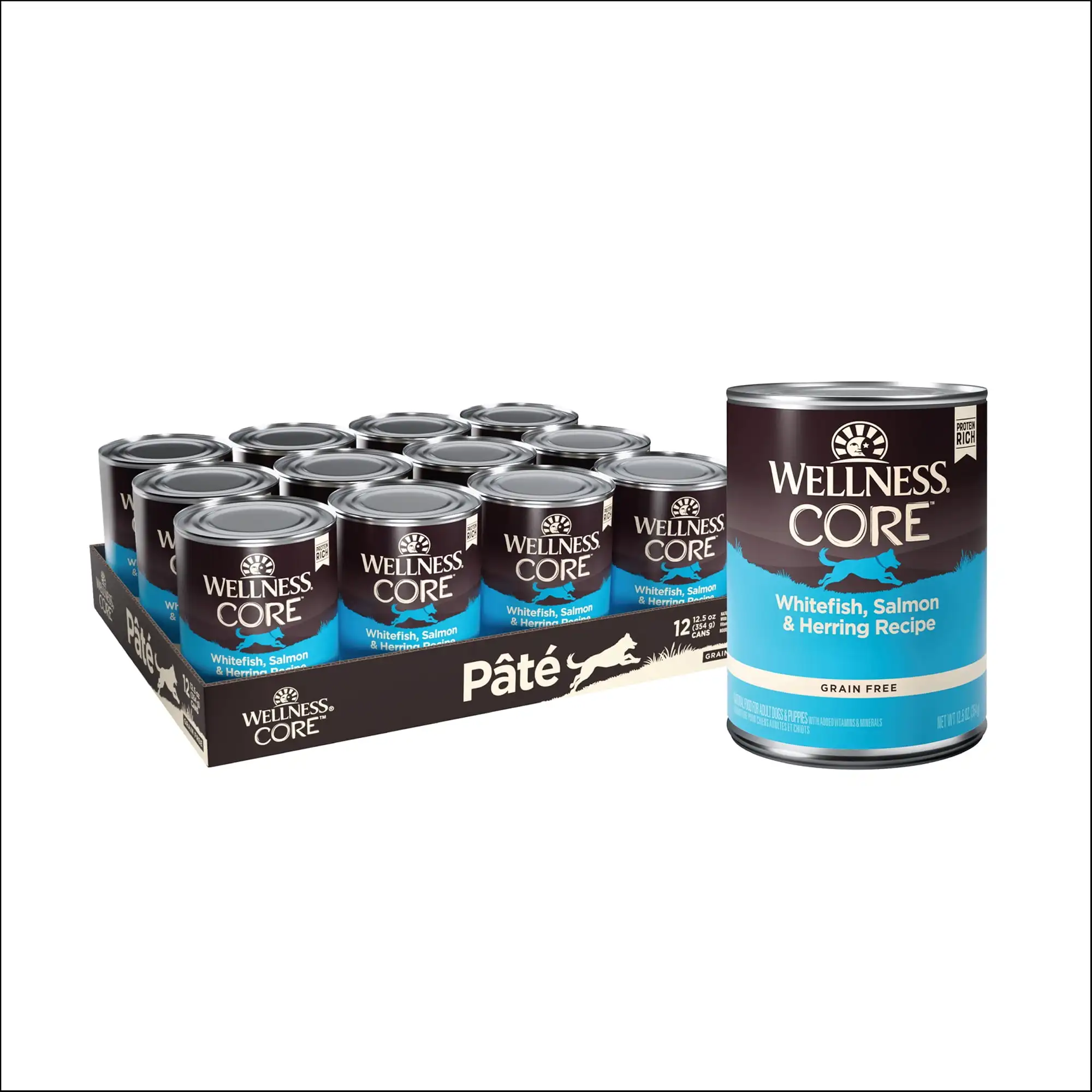 

Wellness Core Natural Wet Grain Free Canned Dog Food, Whitefish, Salmon & Herring, 12.5-Ounce Can (Pack of 12)