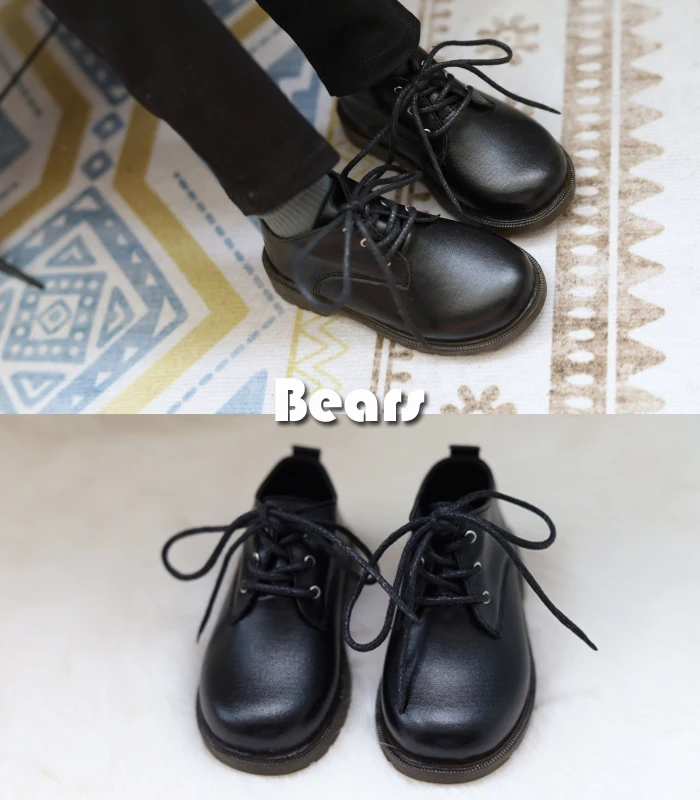 BJD Doll Shoes Black Cowhide Sole Uniform Single Shoe Leather Shoes For 1/3 1/4 BJD SD DD MSD MDD SD16 SD17 Uncle POPO68 Doll