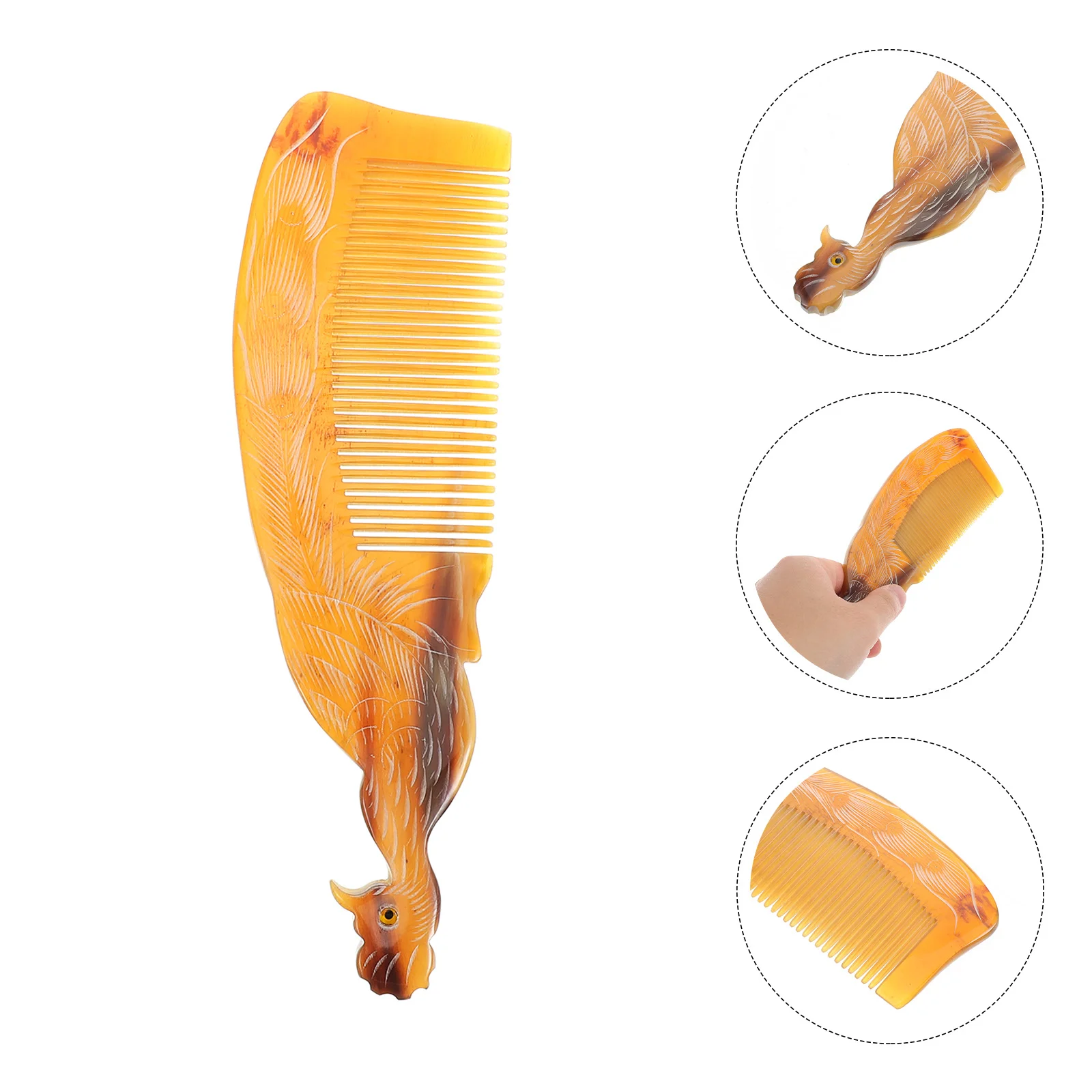 

Comb Horn Hair Brush Hairdressing Combs Anti-static Ox Massage Products Natural Smooth Handle Men Women