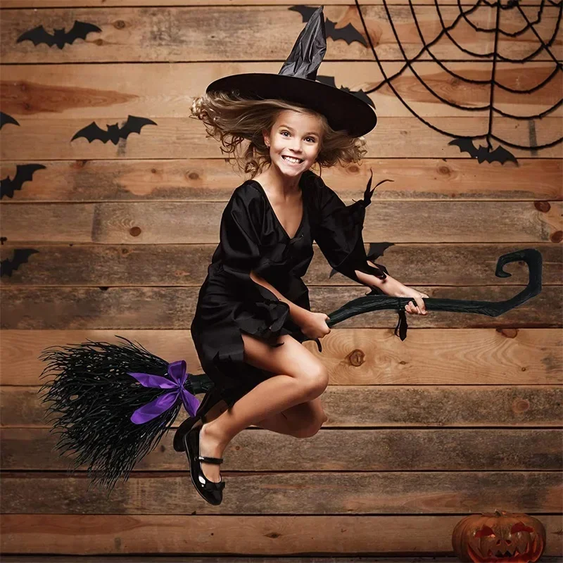 Witch with Ribbon Witch Broom Magic Broom Halloween Decoration Party Favor Photo Booth Accessory