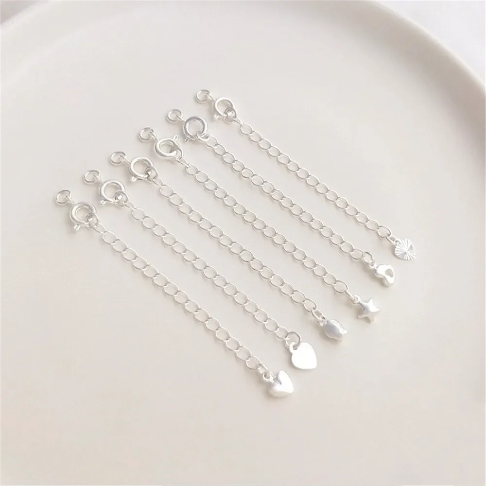 Silver Spring buckle Tail Chain Copper plated extension chain DIY bracelet Necklace End buckle extension chain accessories