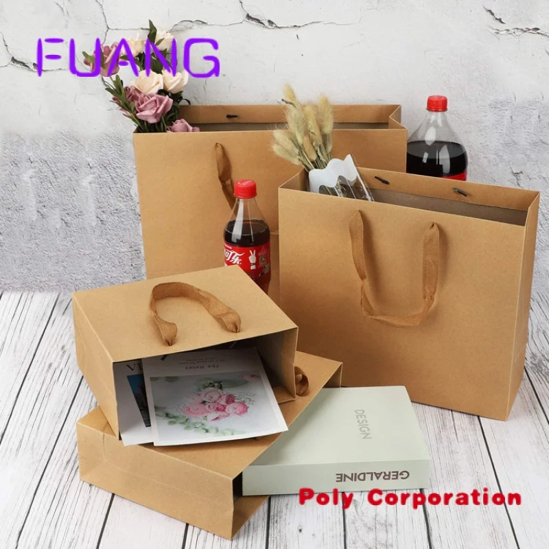 Custom  Custom Cheapest Shopping Packing Bags Craft Kraft Brown Thank You Paper Bags with Handles