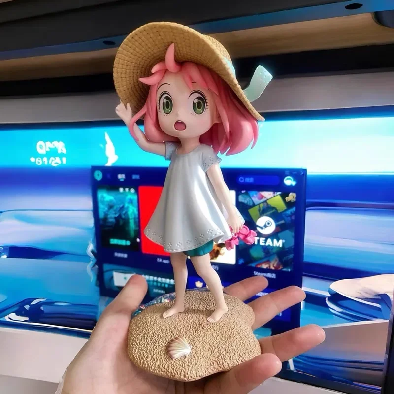 Anime SPY×FAMILY Figurine GK Cute Anya Forger Sandy Beach Action Figures PVC Model Collection Toys Desktop Decoration Gifts