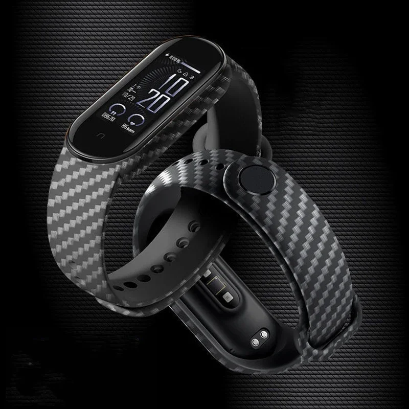 Carbon Fiber Strap for Mi Band 7 6 5 4 3 Bracelet Sport Silicone Wristband for Xiaomi Miband7 Watch Replacement Strap Wriststrap