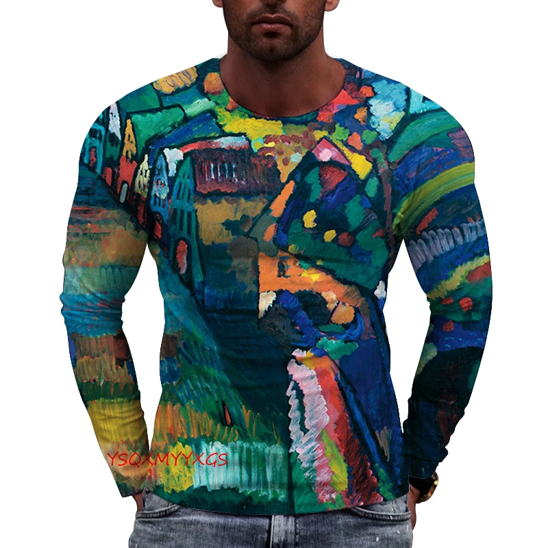 Vintage Pattern 3d Print Outdoor Street Men Clothing Funny Casual Mens Graphic Tshirts Streetwear Harajuku Long Sleeve Tee Tops