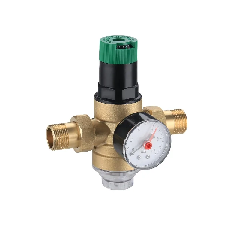 

1/2-Inch Brass Pressure Reducing Valve with Drinking Water Gauge and Housing Brass