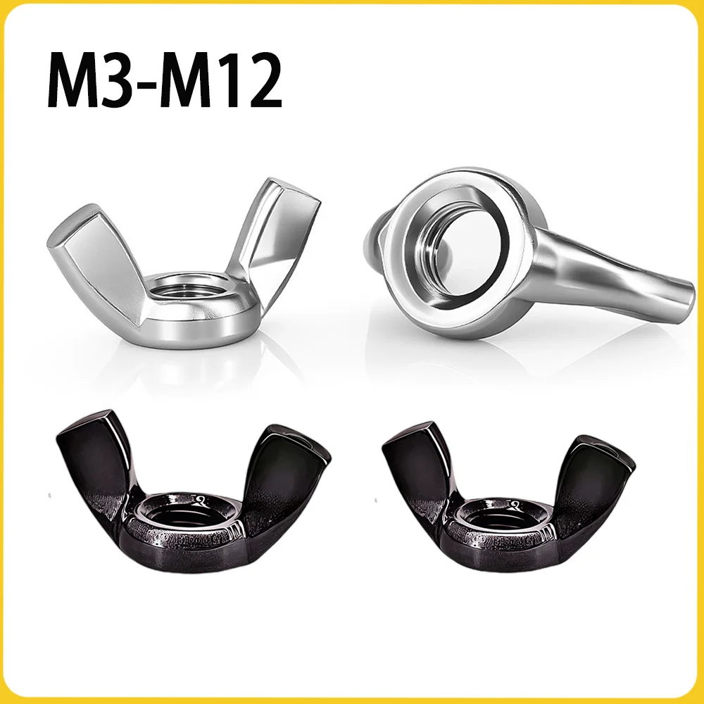 Wing Nuts Butterfly Nuts M3 M4 M5 M6 M8 M10 M12 Carbon Steel Wing Nuts Hand Tighten Wingnuts 304 Stainless Steel Butterfly Nut