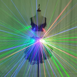 Laser Female Stage Costume Red Green Blue Laser Belt Girdler Bra For Night Club GOGO Dancer Paradie Performance Dress