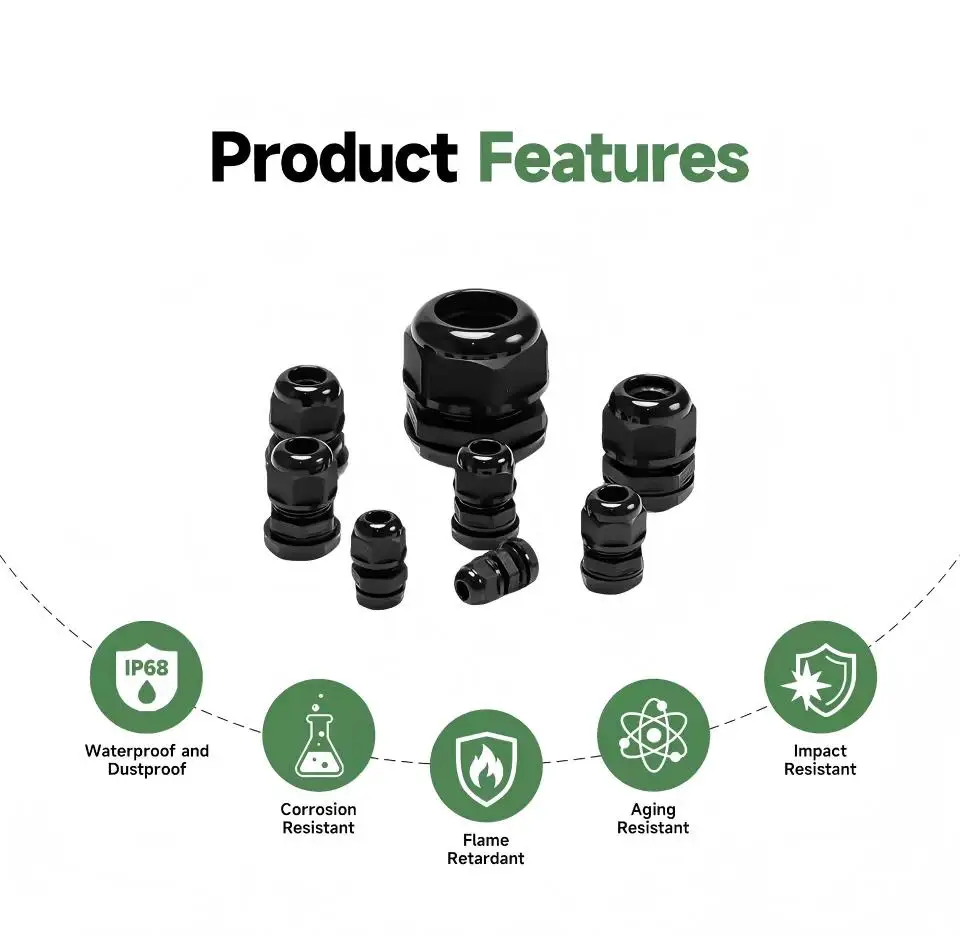 Waterproof Cable Gland Nylon Kit IP68 PG7 PG9 PG11 PG13.5 PG16 For 3-14mm Cable Wire Lock Nut Connector Joint