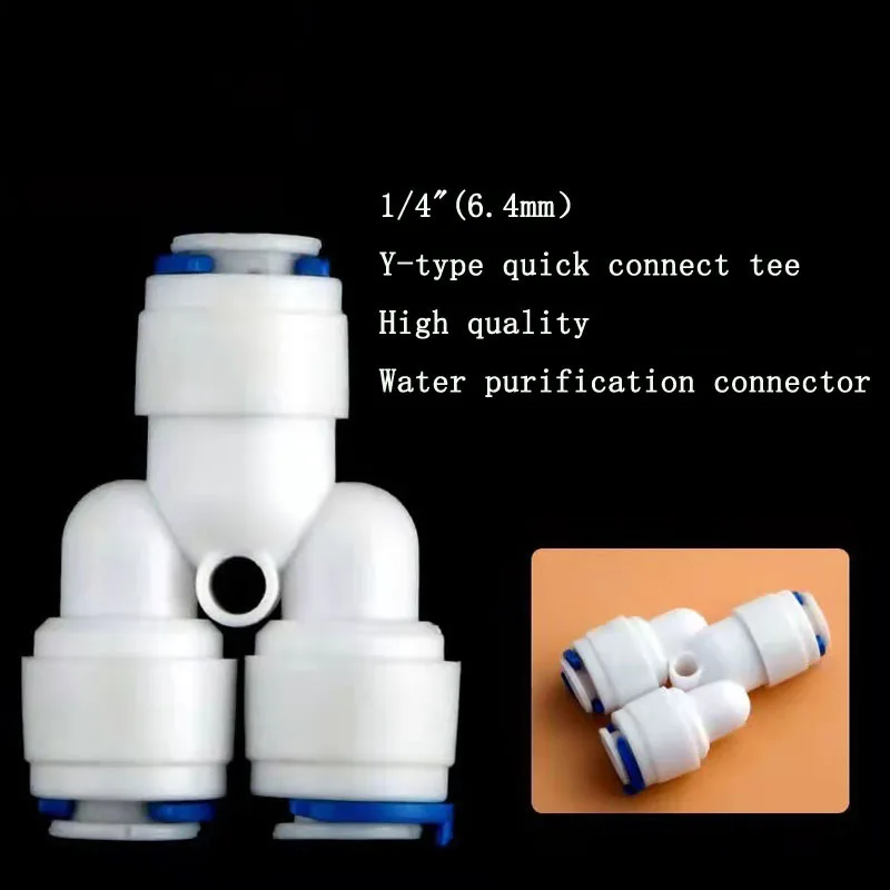 Reverse Osmosis System Y Fitting Quick Coupling Equal 3 Way 1/4 inch OD RO Water Hose Tube Plastic Coupling Connector