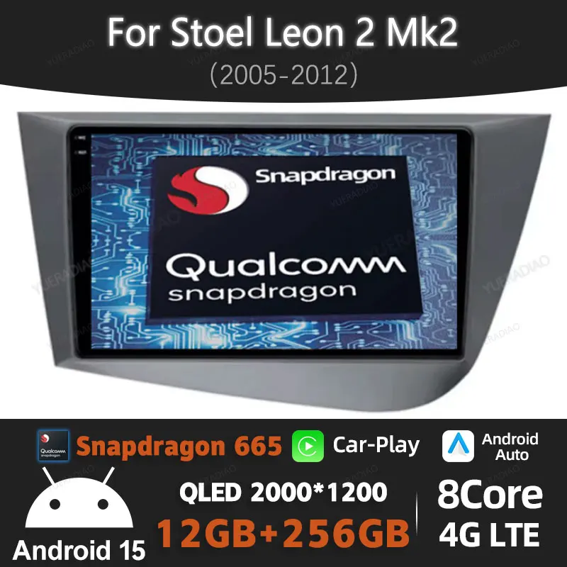 

Android 15 Car Radio For Seat Leon 2 MK2 2005 - 2012 BT GPS NAVI 4G LTE 5G WIFI Qualcomm 2DIN Head Unit Multimedia Video Player