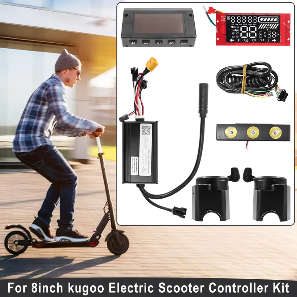 Alomejor Guidon Complet Alliage Aluminium Pour Scooter Électrique KUGOO 8 Pouces – Sans Écran, Ergonomique Et Robuste (Noir/Argent)