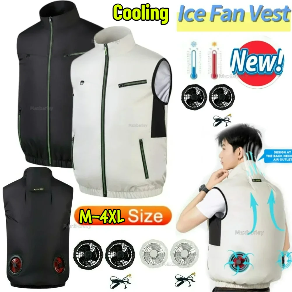 

Summer Sport Fan Vest Air Condition Cool Man Woman Travel Ultralight Brand Outdoor Clothes Sun Windbreaker Fishing Work Jacket