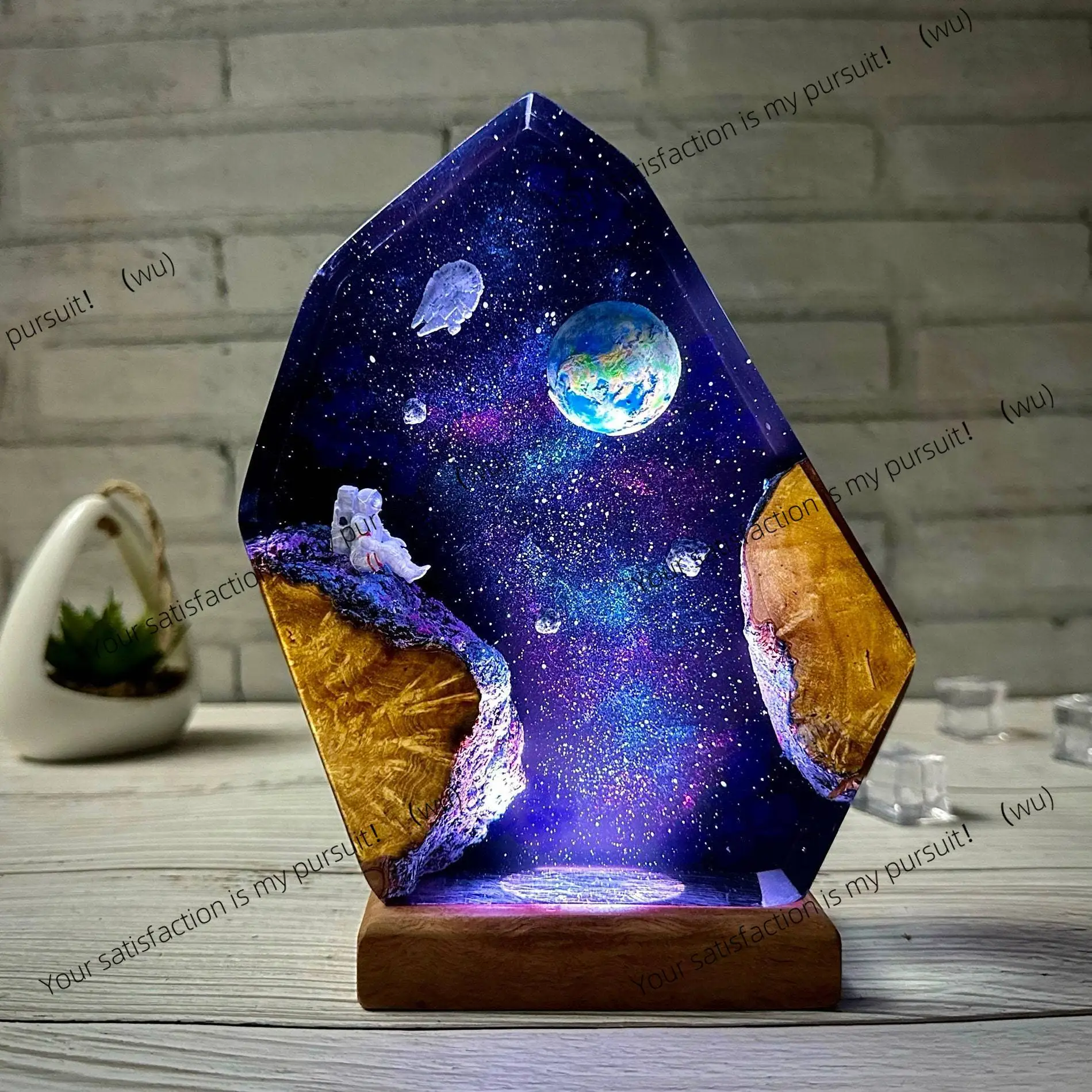 Interstellar Epoxy Light Space Night Light Resin Wood Space Galaxy Light