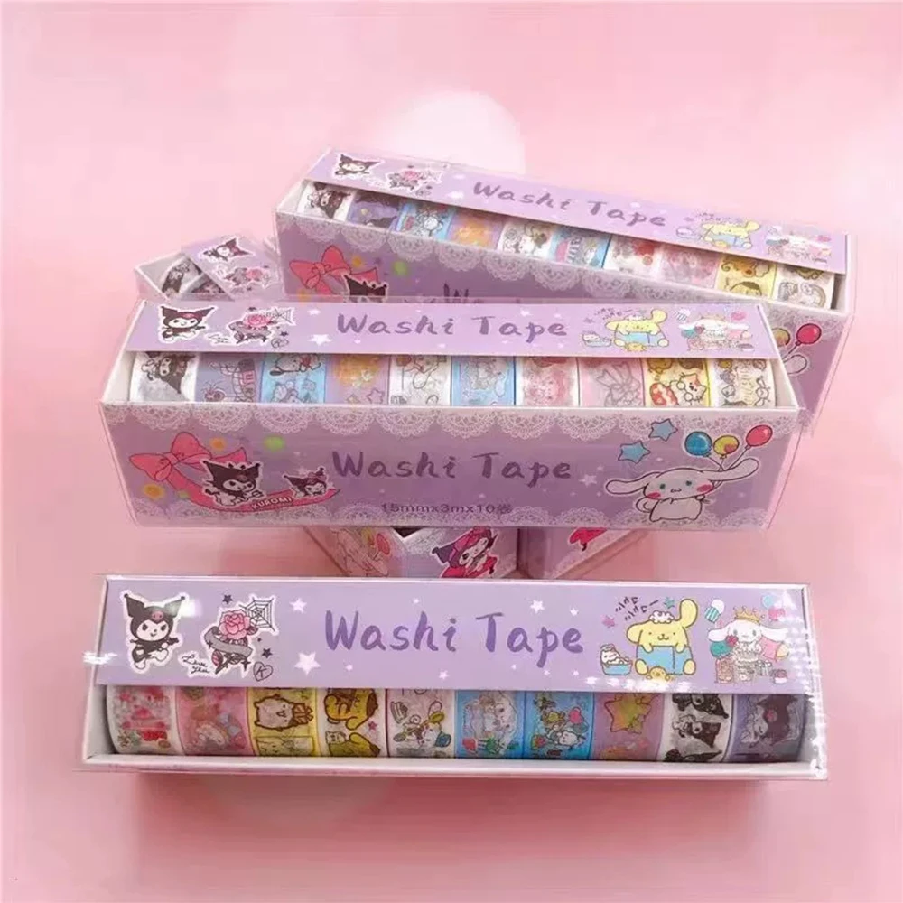 Sanrio Anime Kuromi My Melody Washi Tape Stickers Cute Aesthetic Sticker Guitar Stationery Phone Decoration Toy Sticker for Gift view 5