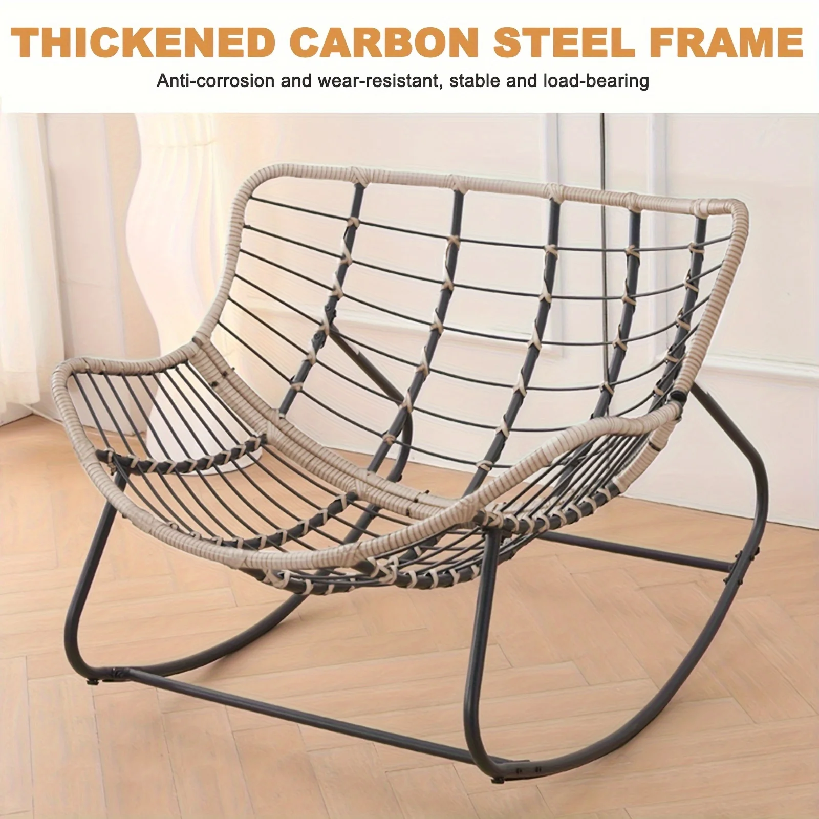 

Patio Rocking Chair, Papasson Recliner, Lounge/Egg Chair Outdoor/Indoor, Comfy Reading Chair for Porch/Garden/Patio/Camping,