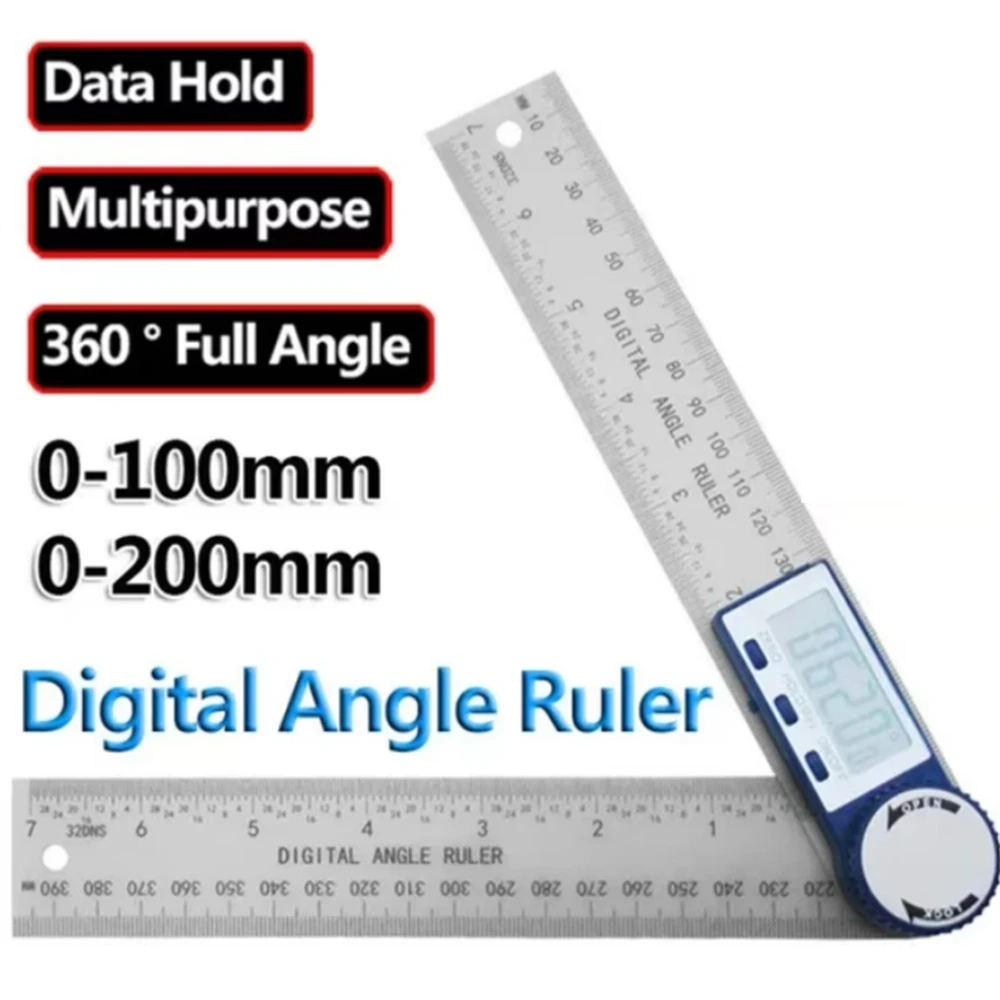 1pc 2 in 1 Digital Angle Detector Scale Suitable for Woodworking Measurement Tools High Accuracy Mutifunction Tools