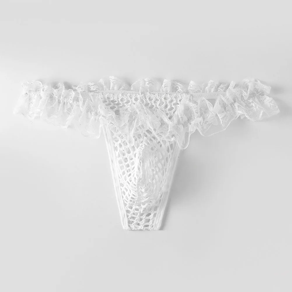 

Comfortable Mens Underwear For All Seasons Sexy Thong Hollow Mesh Lace Mens Thong Underwear Medium Stretch Nylon Fabric