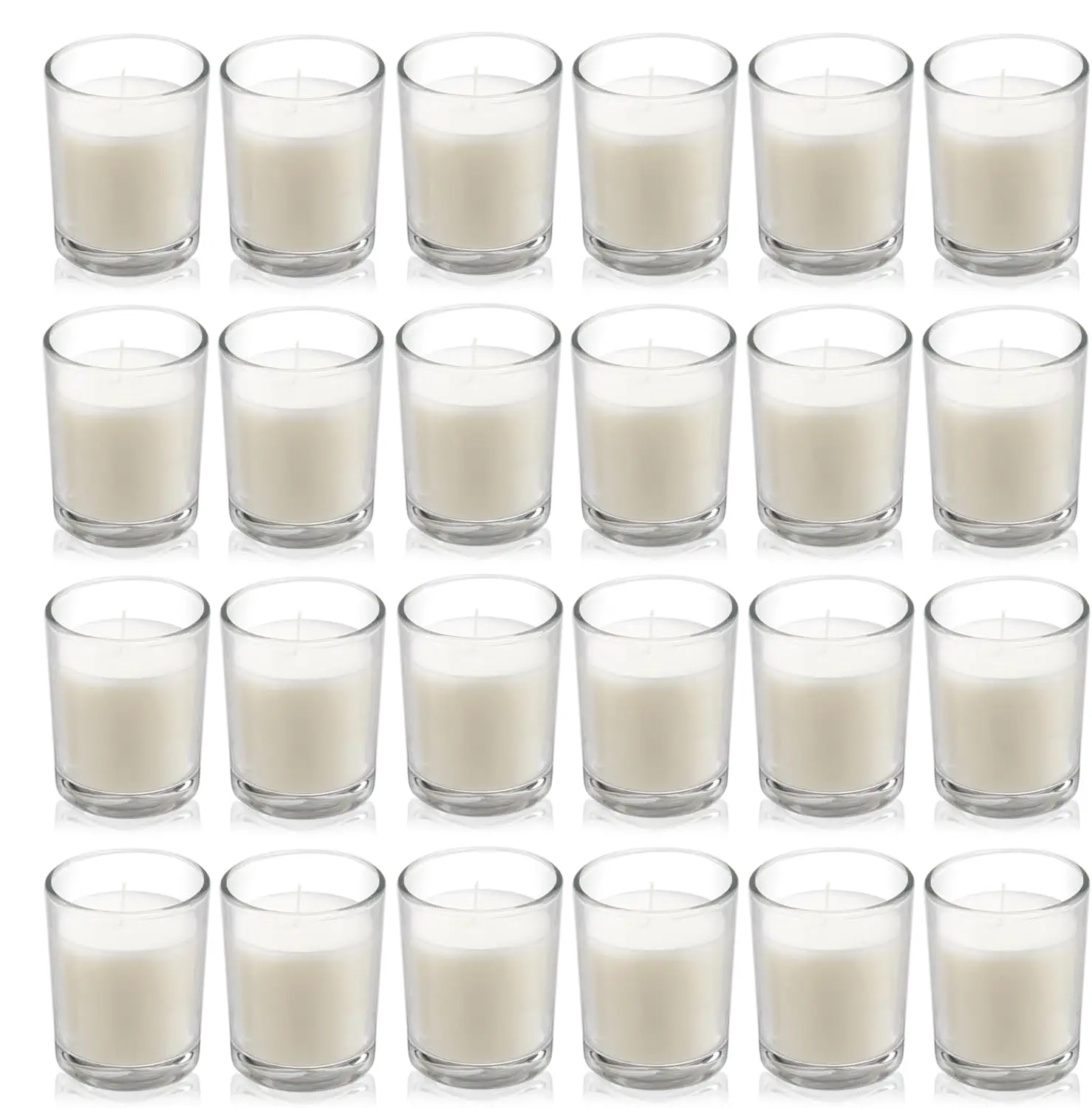 

Набор из 24 стеклянных свечей-вотивов теплого белого цвета без запаха, ручной работы, для ароматерапии, спа-процедур, свадеб, дней рождения, праздников и вечеринок