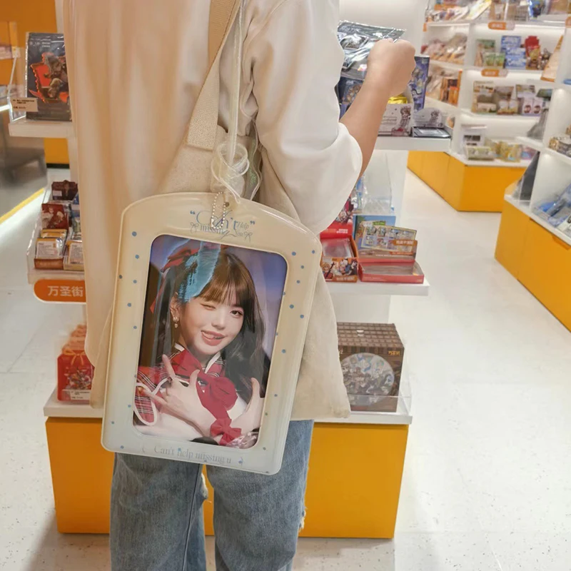 Giant A4 Idol Photocard Holder PVC Photos Protective Cover Card Sleeve Couple Bag Pendant