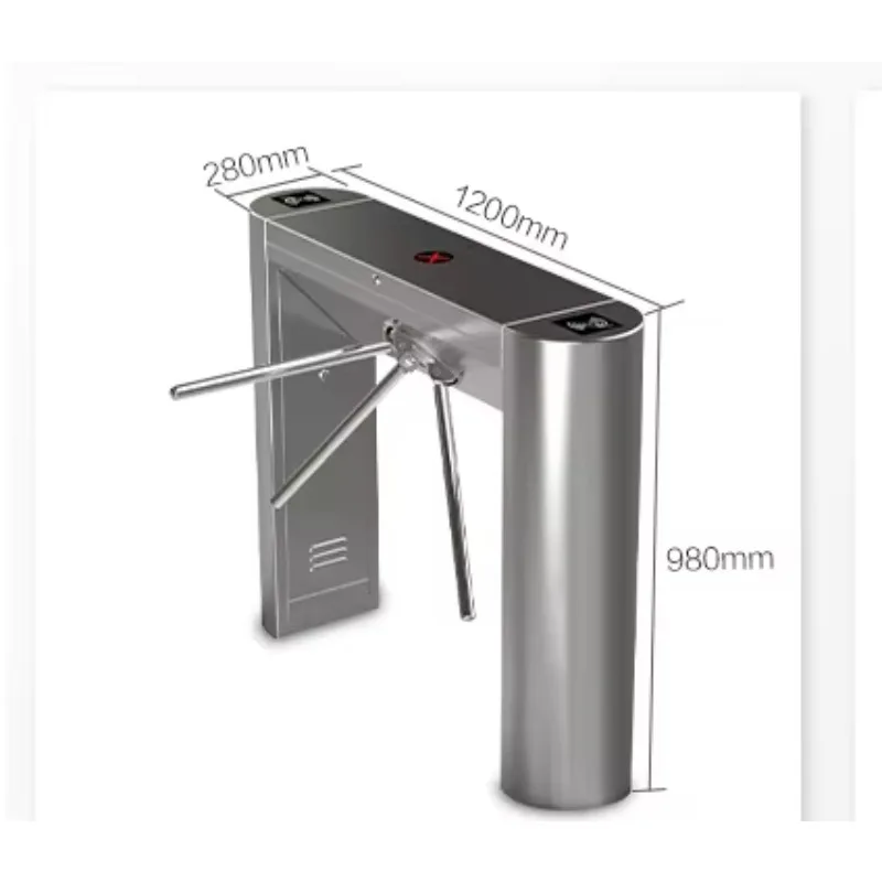 Tripod Turnstile Gate With Stainless Steel Glass Fence 3 Arm Drop Arm Turnstile Exit Machine