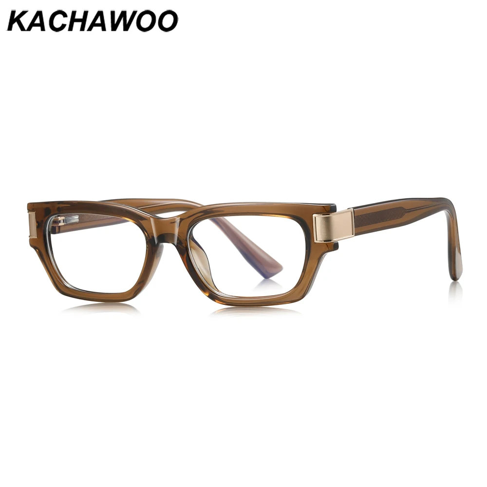 Kachawoo Blue Light Blocking Glasses for Women TR90 Acetate Retro Eyeglasses Frame Men Unisex European Style Brown Grey Blue