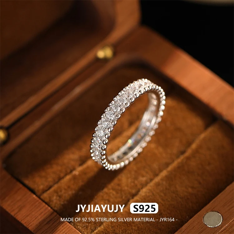 

JYJIAYUJY 100% цельное оригинальное кольцо из стерлингового серебра S925, нерегулируемое кольцо с цирконием и бисером, модные ювелирные изделия, подарок на каждый день JYR164