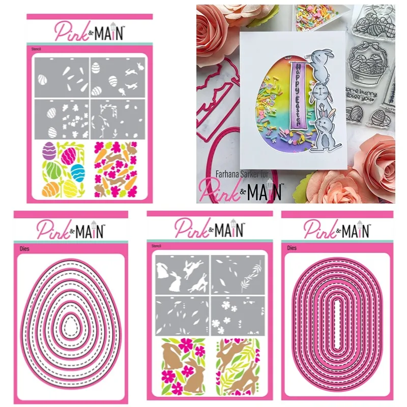 토끼 홉 공예 계란 부활절 타원형 금속 절단 다이, 실리콘 스탬프, 스크랩북 스텐실, 사진 앨범 카드, DIY 종이 엠보싱