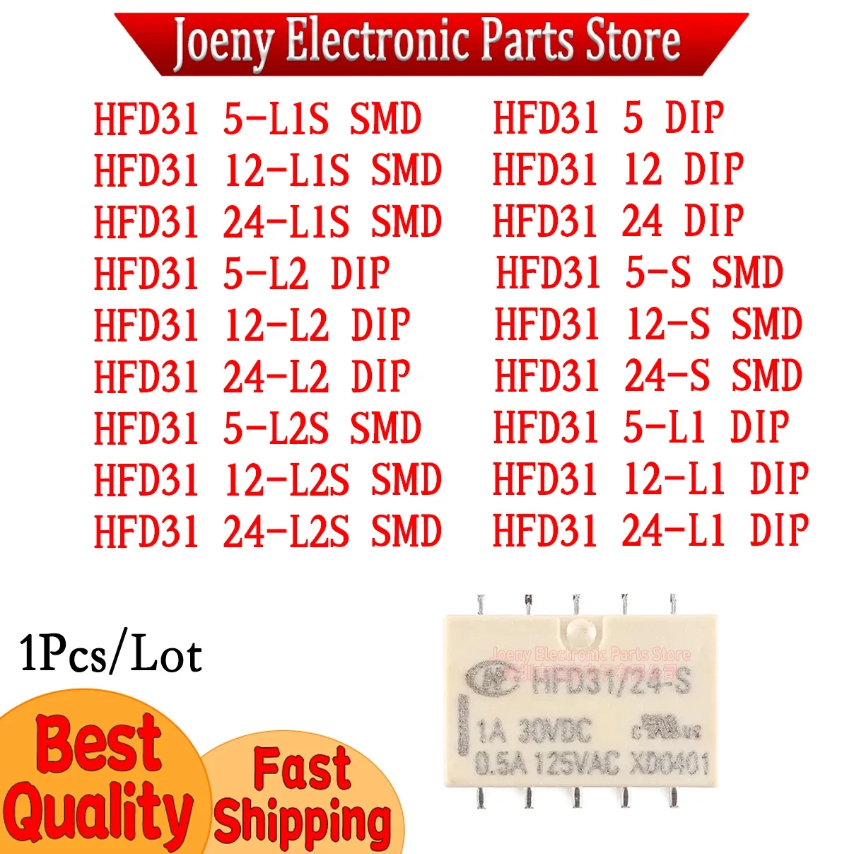 (1Piece) 100% New HFD31/3 5 12 24-L1S - S 1A10 pin HFD31/5 12 24-L2S