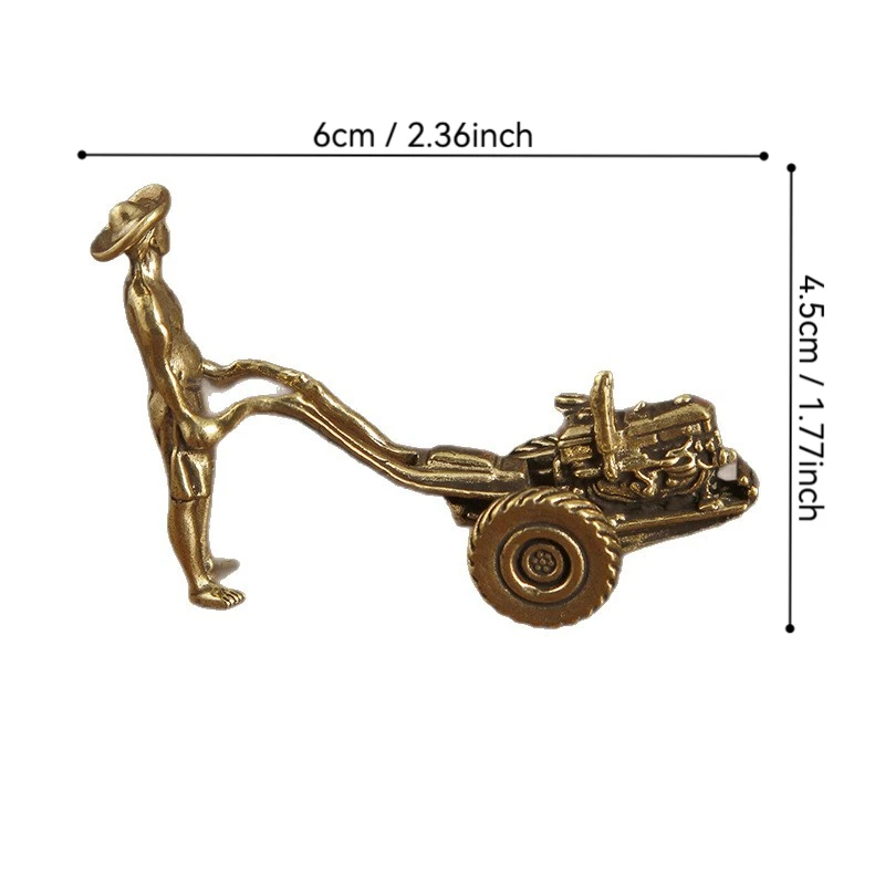 2 pieces of brass pulling cart character desktop office figurine trinkets