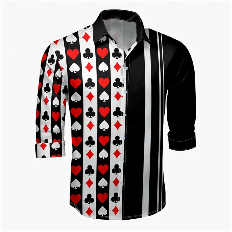 남성 캐주얼 야외 포커 남성 옷깃 긴 소매 셔츠 남성 캐주얼 파티 엔터테인먼트 남성 셔츠 시리즈