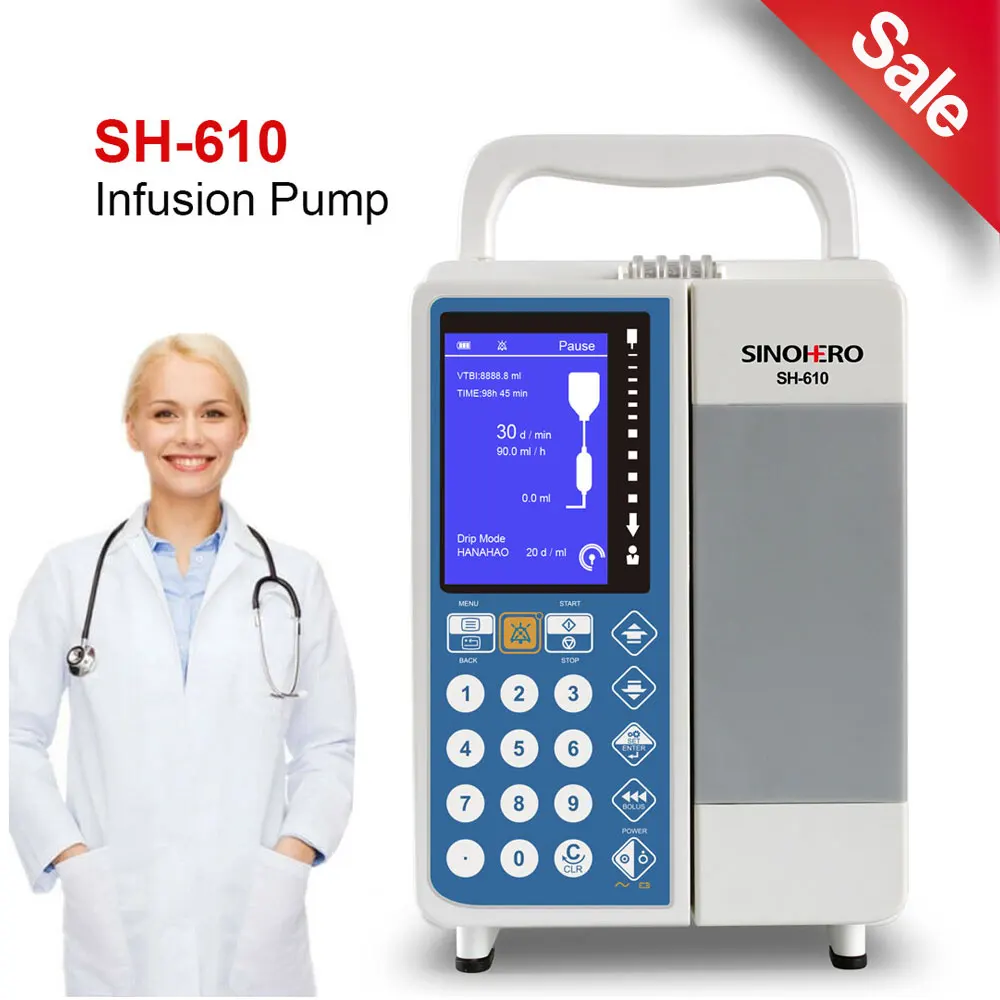 

SH-610 Medical Infusion Pump LCD Display Real-time Alarm Hospitals Volumetric IV Fluid Syringe Pump Human or Veterinary Use