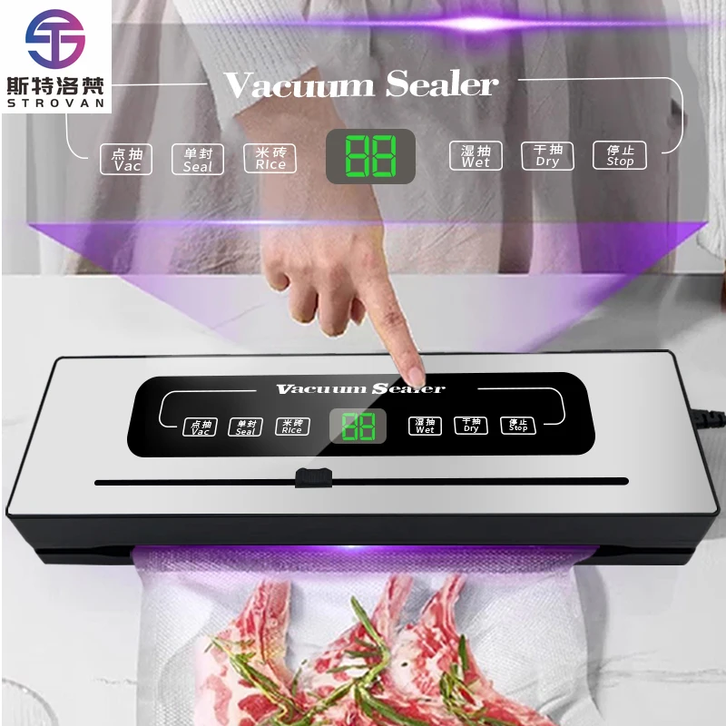 

STLF Stainless Steel Vacuum Sealer With Cutter Free Vacuum Bag10pcs Automatic Vacuum Food Sealers