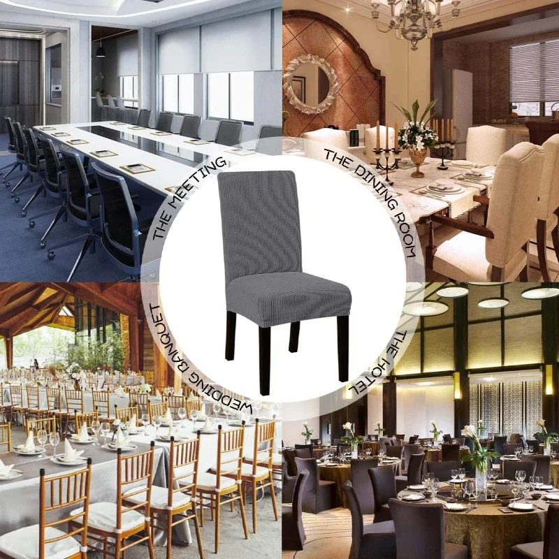 Stretch Jacquard Dining Chair Cover Solid Color Dustproof Seat Slipcover Elastic Anti-cat Scratch Chair Case for Living Room