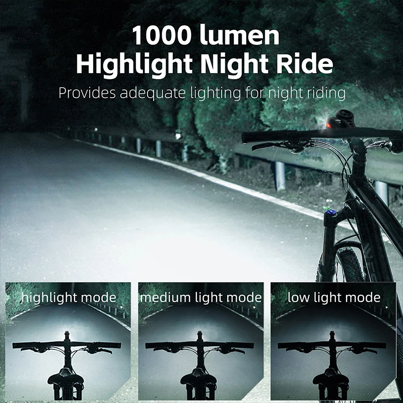 WEST BIKING-luz delantera para bicicleta de montaña, faro LED resistente a la lluvia, tipo C, 1000 lúmenes, IPX5