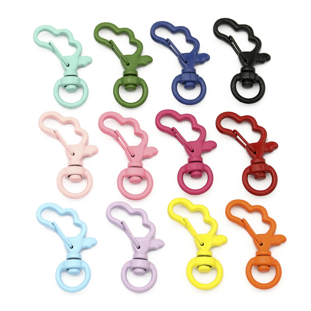 10pcs Cute Cloud Shape Candy Colors Fashion Chain Key Lobster Keychain Design Key Ring Hook Retaining Ring Diy Key Rings