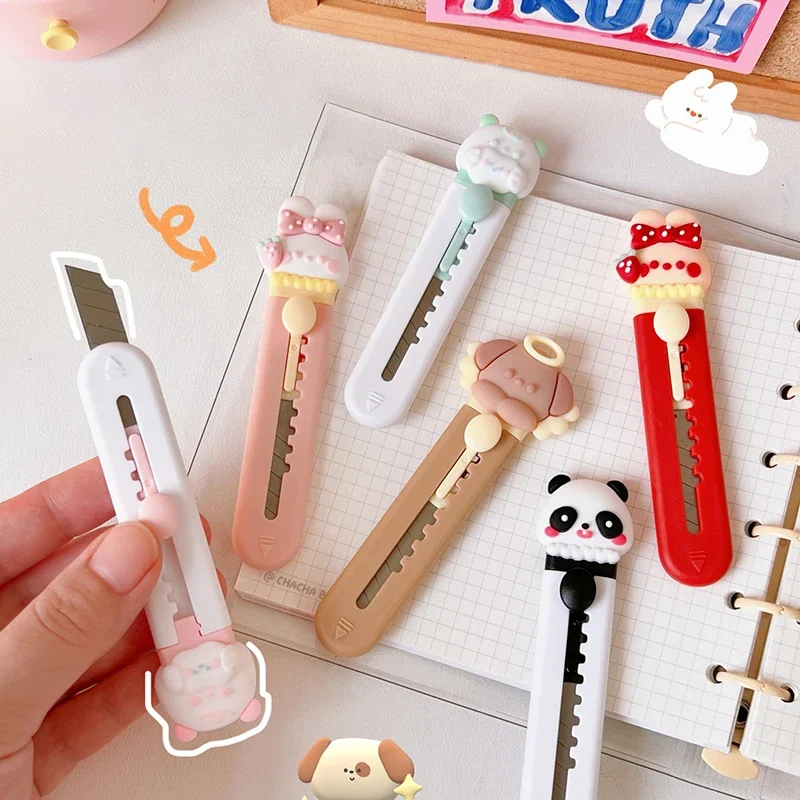 

Kawaii Cartoon Animals Utility Knife Mini Portable Box Opener Pocket Paper Cutters Cute Envelope Opener School Office Supplies