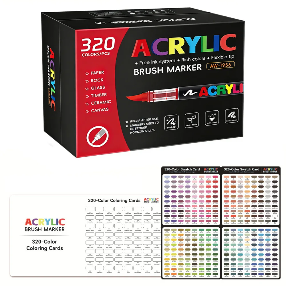 12-366 kleuren acrylverfmarker Waterdichte acrylborstelmarker Professionele acrylmarker Set DIY-kleurkunstbenodigdheden - afbeelding 1