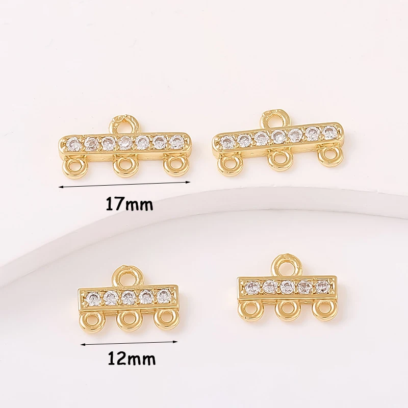 3 個真鍮ジルコン多穴複列コネクタクラスプ DIY ネックレスブレスレット作成ジュエリー用品