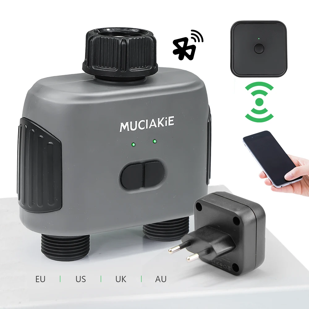 Wifi/Bluetooth-Compatibility 2-Way Smart Watering Timer with Gateway EU/US/AU/UK Tuya Garden Dual-Zone Irrigation Controller