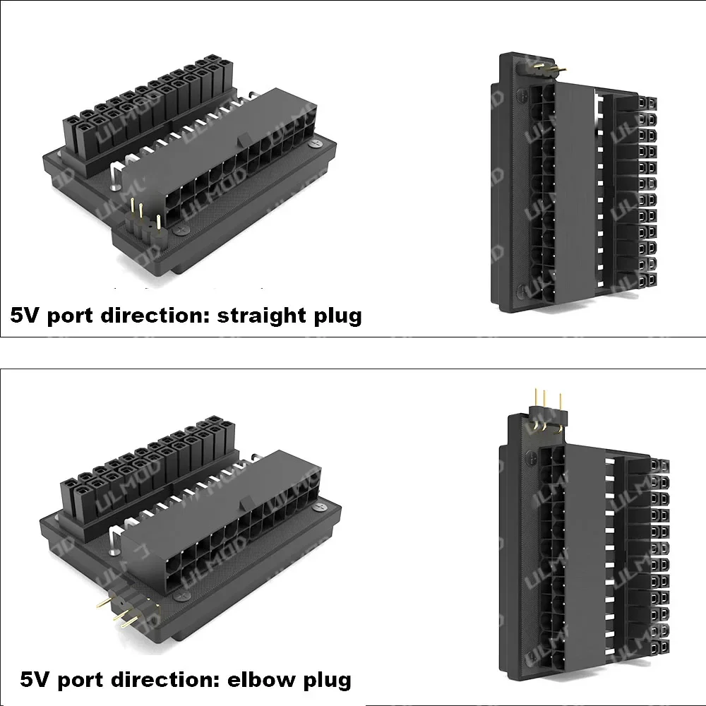 تخصيص اللوحة الأم ATX 24Pin محول التوجيه ، الكمبيوتر PSU الزاوية اليمنى نقل موصل 5 فولت ARGB AURA SYNC PC Modding