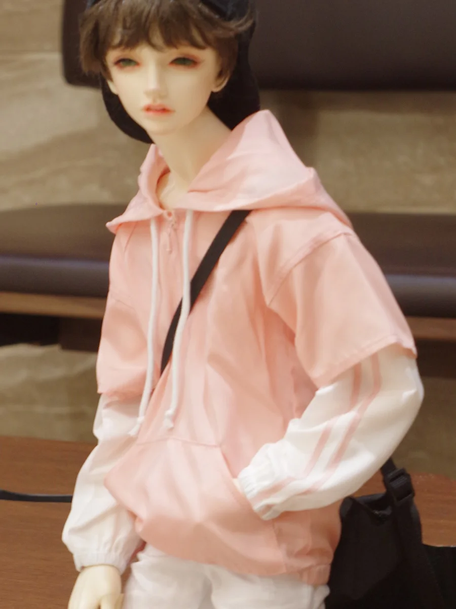 BJD Clothes Pink Fake Two-piece Patchwork Hoodie Top Coat For 1/3 1/6 BJD SD DD SD13 SD17 YOSD Uncle Doll Accessories