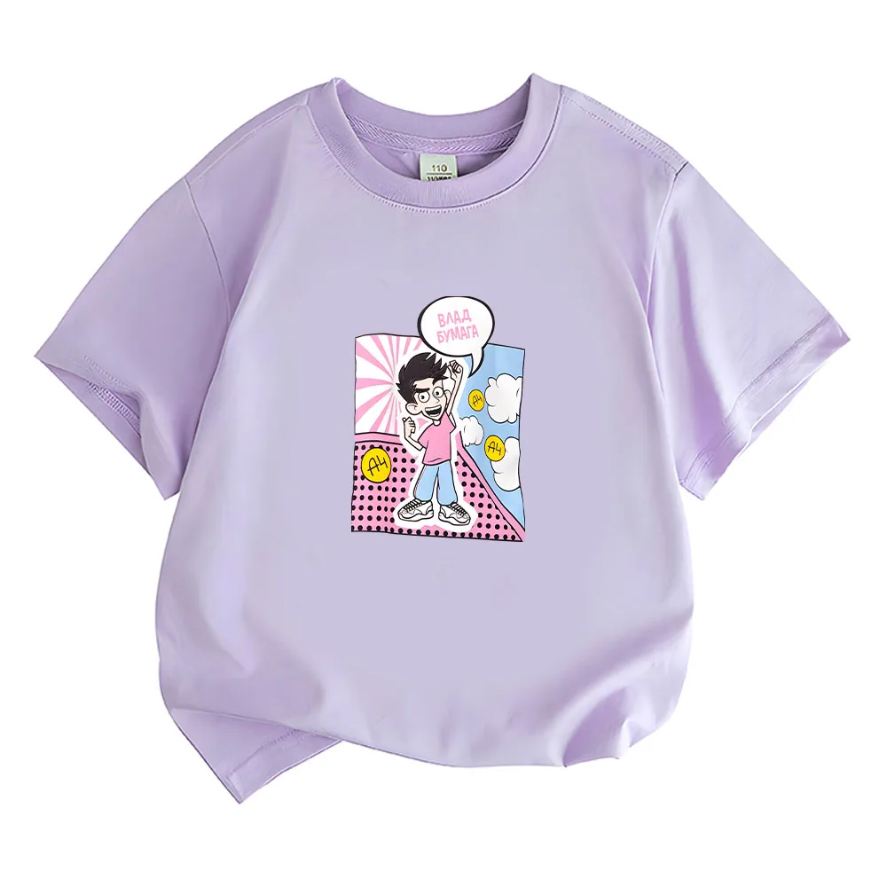 A4 Влад Бумага T-shirt Cartoon Print Short Sleeve Tee-shirt Fashion Cotton High Quality Clothes Spring/Summer Boys/girl Tees Top image 5
