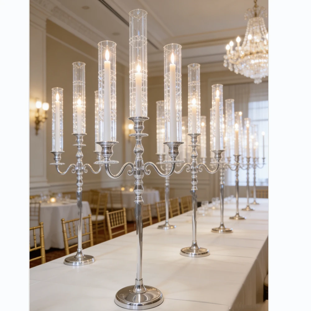 

6 шт. 60-100cmf30 высокий акриловый металлический канделябр с акриловой цилиндрической трубкой подсвечник для украшения свадебного стола