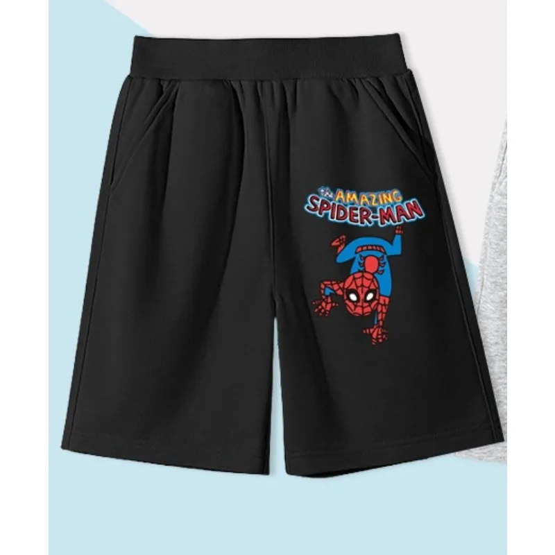 

Шорты, тонкие хлопковые мужские брюки с пятью точками «Человек-паук», повседневные прямые брюки с героями мультфильмов для летней одежды